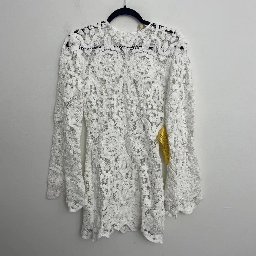 BRONX AND BANCO Marley Crochet Mini Dress WHITE SIZE S NWT $650MSRP - Picture 5 of 10